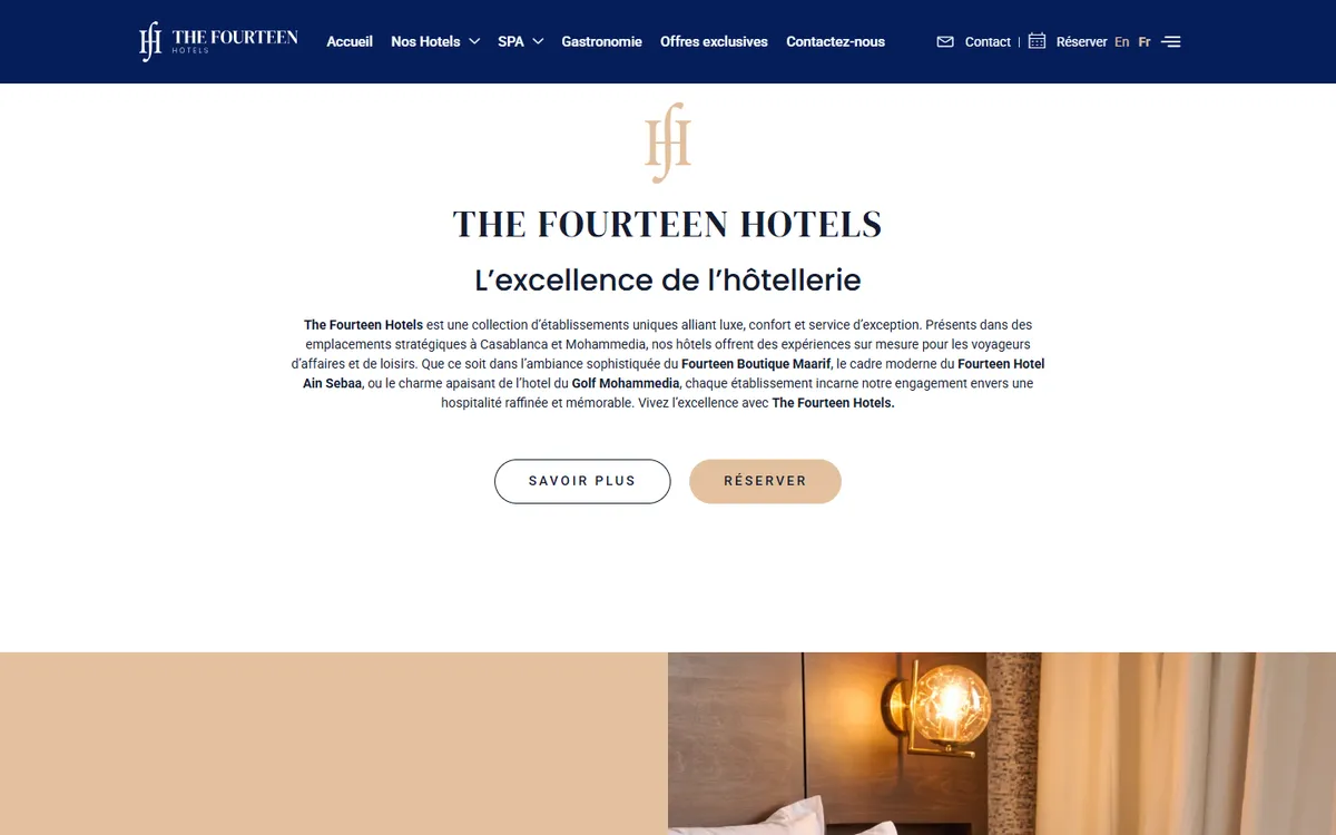 Page du site web The Fourteen Hotels (vue 1)