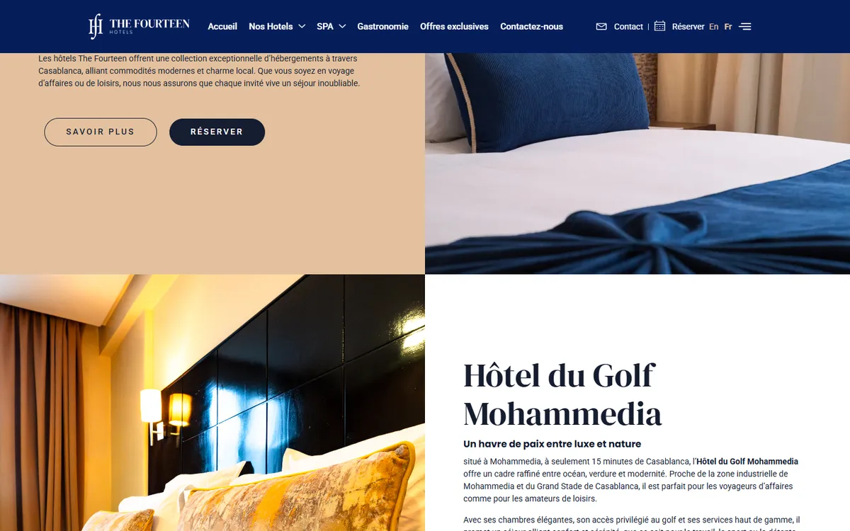 Page du site web The Fourteen Hotels (vue 2)