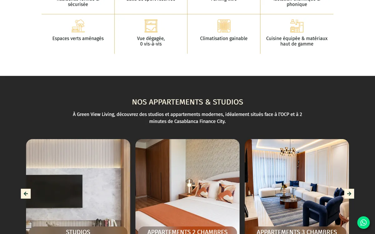 Page du site web Green View Living (vue 3)