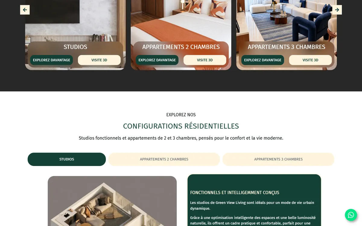 Page du site web Green View Living (vue 4)